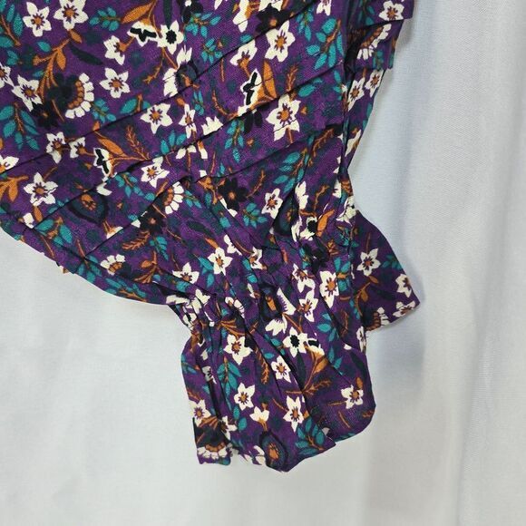 Band of the Free Smocked Crop Top Floral Long Sleeve Blouse Size L - Picture 8 of 10